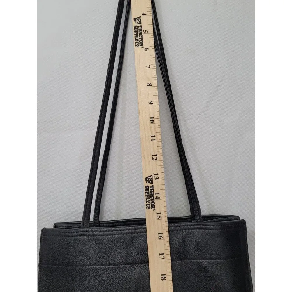 Vintage Harley Davidson Black Embroidered Logo Leather Shoulder Bag Purse Tote - Picture 14 of 16